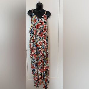 Nordstrom Off White and Poppy Red Dress s/m, lightweight summer evening dress